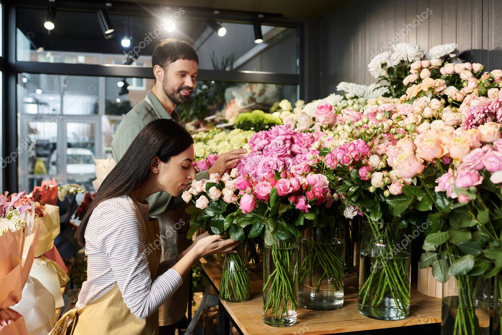 Bouquets colorés chez le fleuriste